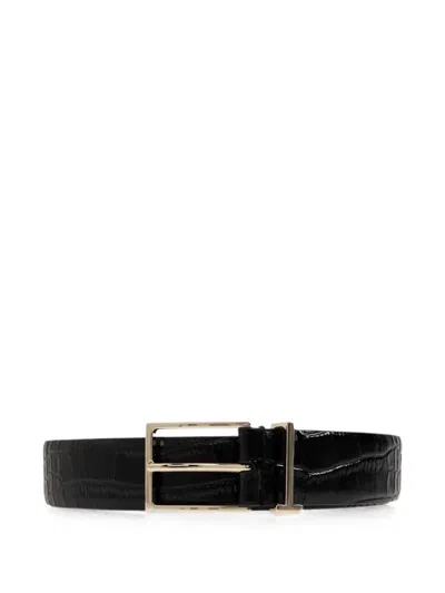 Tom Ford Croc-effect Leather Belt In Black