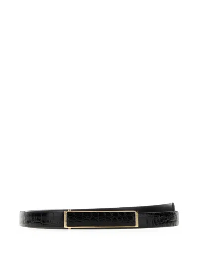 Tom Ford Croc-effect Leather Belt In Black