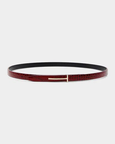 Tom Ford Croc-effect Leather Belt In Pink