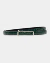 Tom Ford Croc-embossed Leather Belt In Emerald Gr