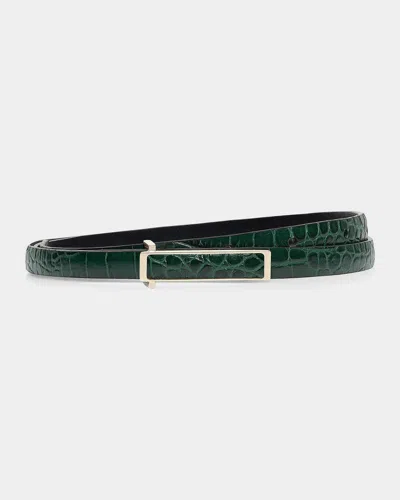 Tom Ford Croc-embossed Leather Belt In Emerald Gr