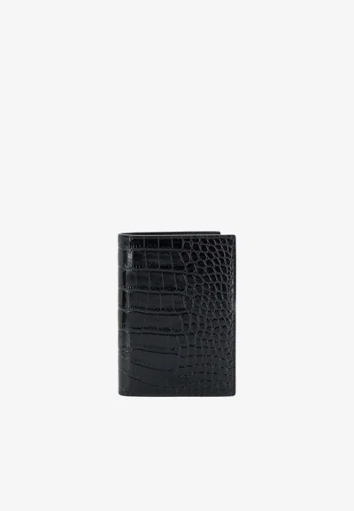 Tom Ford Croc-embossed Leather Wallet In Black