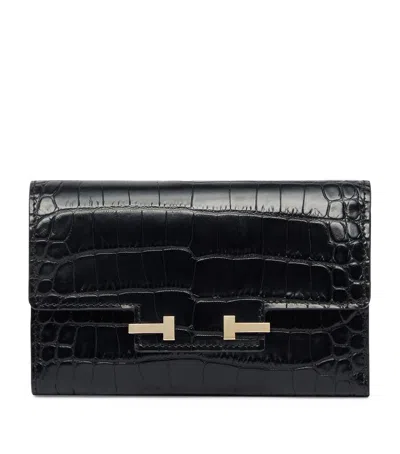 Tom Ford Croc-embossed Leather Wallet In Black