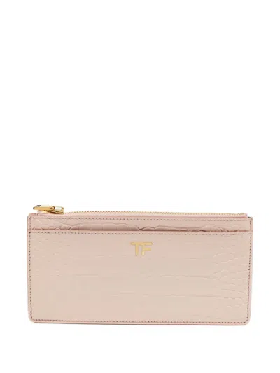 Pre-owned Tom Ford Croc-embossed Leather Wallet In Pink