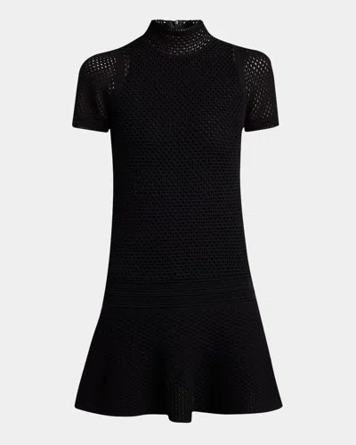 Tom Ford Crochet Knit Fit-&-flare Mini Dress In Black