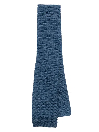 Tom Ford Crochet-knit Silk Necktie In Blue