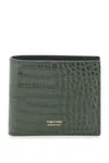 TOM FORD TOM FORD CROCO-EMBOSSED LEATHER BIFOLD WALLET