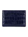 Tom Ford Croco Embossed Leather Cardholder In Blue