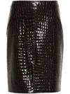 TOM FORD TOM FORD CROCO EMBOSSED LEATHER MIDI SKIRT