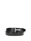 Tom Ford Croco Leather Belt In Black