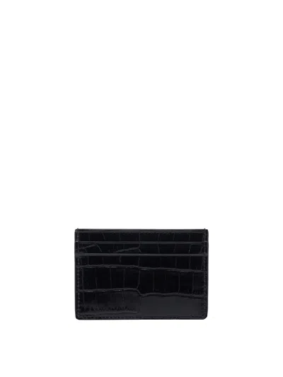 Tom Ford Croco Line Cards Holder In Black