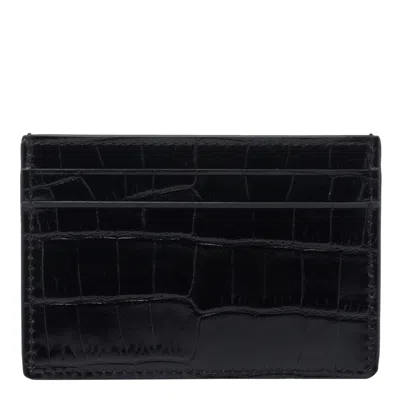 Tom Ford Croco Line Cards Holder In Black