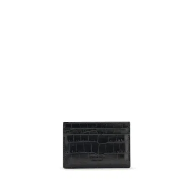Tom Ford Croco Print Card Holder In Black