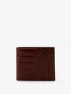 Tom Ford Croco Print Leather Wallet In Brown
