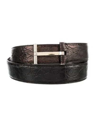 Pre-owned Tom Ford Crocodile Belt In Black