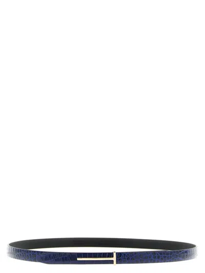 Tom Ford Crocodile Belt In Blue