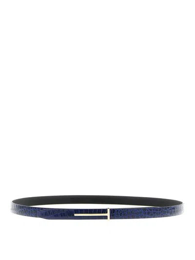 Tom Ford Crocodile Belt In Metallic