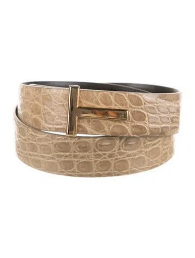 Pre-owned Tom Ford Crocodile Belt In Neutrals