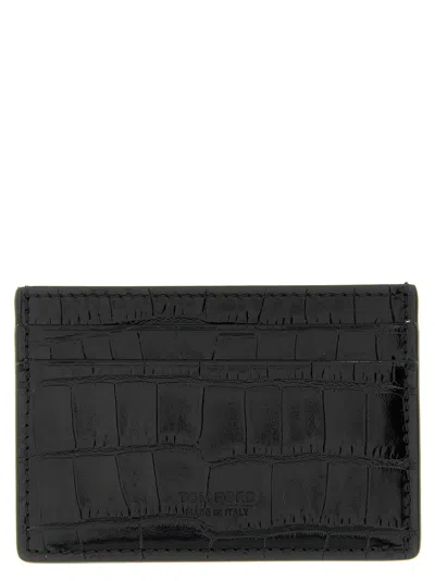 Tom Ford Crocodile Card Holder In Black