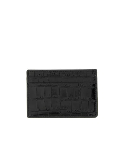 Tom Ford Crocodile Card Holder In Black