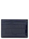 Tom Ford Croco Embossed Leather Cardholder In Blue