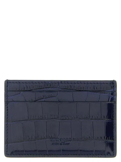 Tom Ford Crocodile Card Holder In Brown