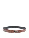 Tom Ford Crocodile-effect Belt In Brown