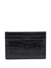 Tom Ford Black Crocodile Effect Leather Card Holder In Black