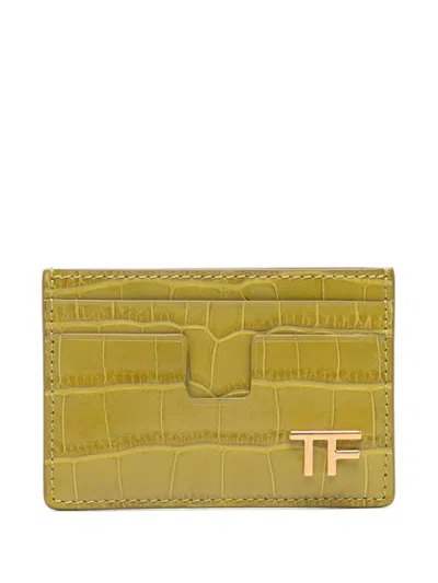 TOM FORD CROCODILE-EFFECT LEATHER CARDHOLDER