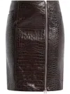Tom Ford Crocodile-effect Leather Miniskirt In 褐色