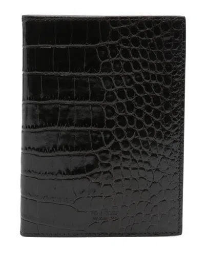 Tom Ford Crocodile-effect Leather Wallet In Black