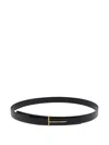 Tom Ford Crocodile-effect Logo Belt In Black