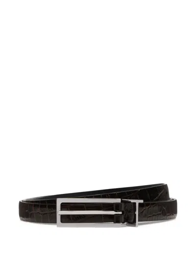 Tom Ford Crocodile-embossed Belt In Brown