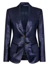 Tom Ford Womens Croc Embossed Jacket In Blue