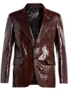 Tom Ford Crocodile-embossed Leather Blazer In Brown