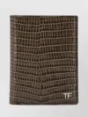 Tom Ford Crocodile Embossed Leather Cardholder In Brown