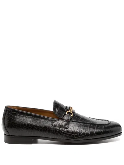 Tom Ford Crocodile-embossed Leather Loafers In Brown