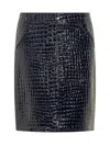 Tom Ford Coconut-print Leather Midi Skirt With Back Pleat In Black