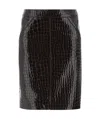 Tom Ford Glossy Croco Embossed Goat Leather Skirt In Black
