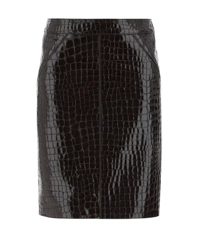 TOM FORD TOM FORD EMBOSSED MINI LEATHER SKIRT