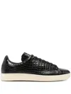 Tom Ford Crocodile-embossed Leather Sneakers In Black