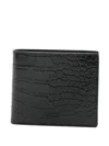 Tom Ford Crocodile Print Leather Bi-fold Wallet In Black