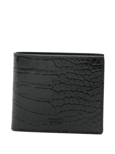 Tom Ford Crocodile-embossed Leather Wallet In Black