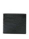 Tom Ford Crocodile Print Leather Bi-fold Wallet In Black