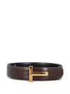 Tom Ford Crocodile-embossed T-buckle Belt In Brown