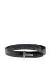 Tom Ford Crocodile-embossed T-buckle Belt In Black