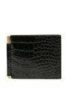 Tom Ford Crocodile-embossed Wallet With Money Clip In Black