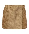 Tom Ford Metallic Croc-jacquard Tailored Wrap Mini Skirt In Brown