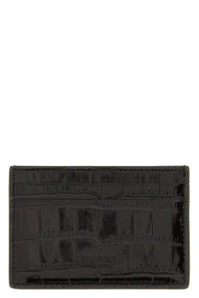 Tom Ford Crocodile Leather Card Holder In Black
