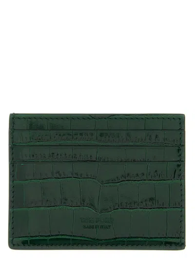 Tom Ford Crocodile Leather Card Holder In Green